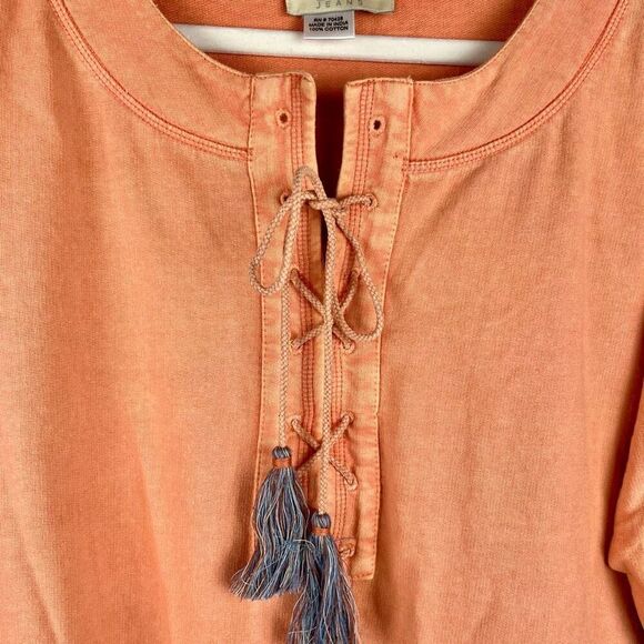 Tru Luxe Jeans Peach Long Sleeve Embroidered Top XL - Picture 3 of 13